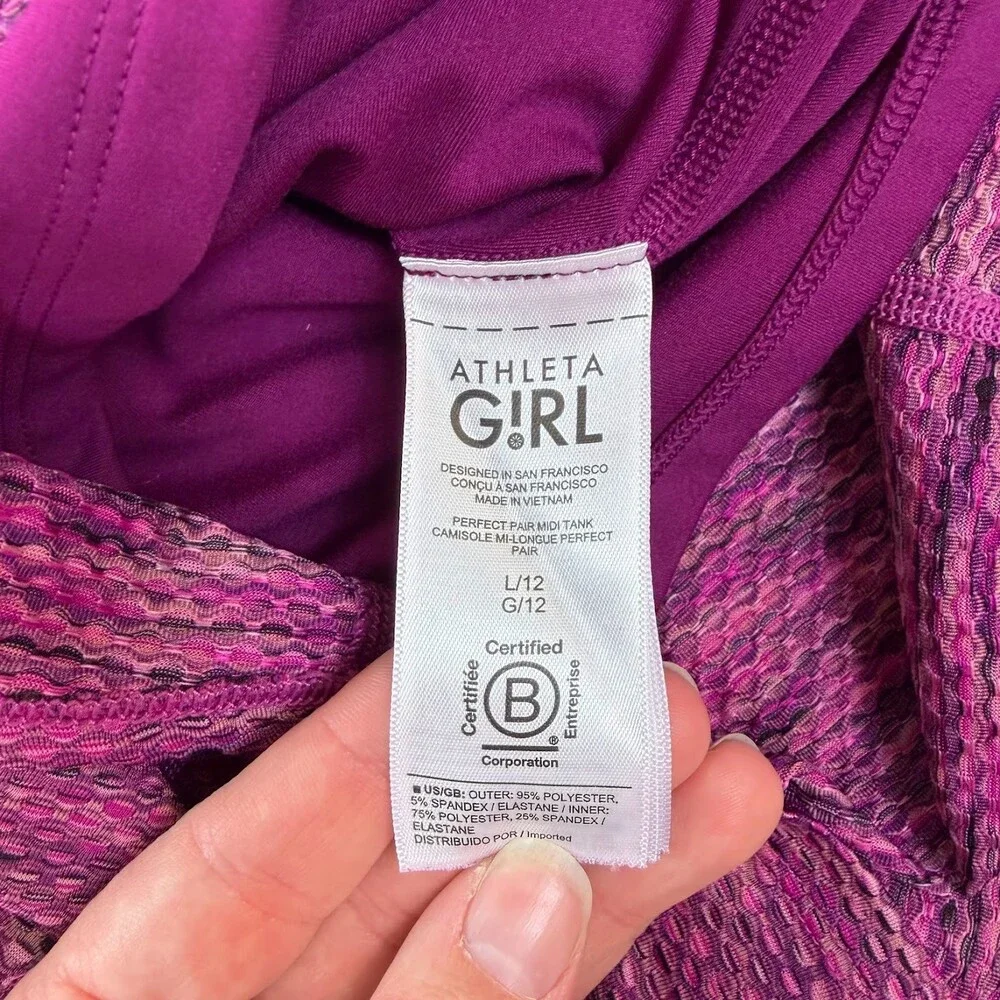 Athleta Girl Purple Perfect Pair Midi Tank Size Large